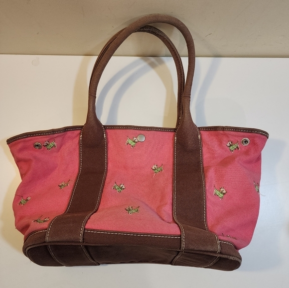 J. Crew Handbags - J. Crew pink and brown scotty dog cotton tote bag